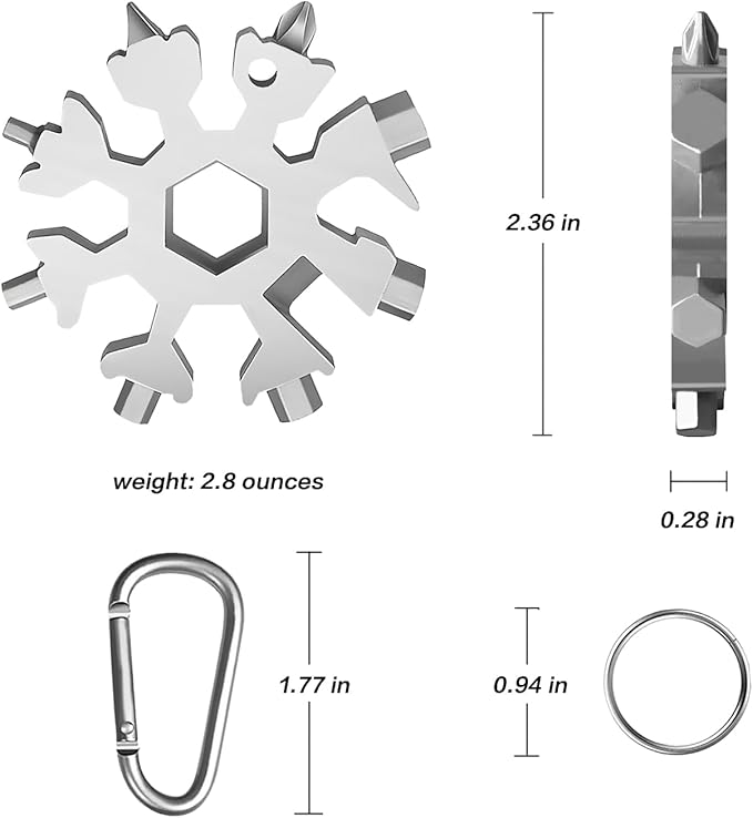 Stocking Stuffers for Men Gifts, 18 in 1 Snowflake Multitool, Christmas Gifts, Birthday Gifts for Men Grandpa Dad, Cool Gadgets (silver)