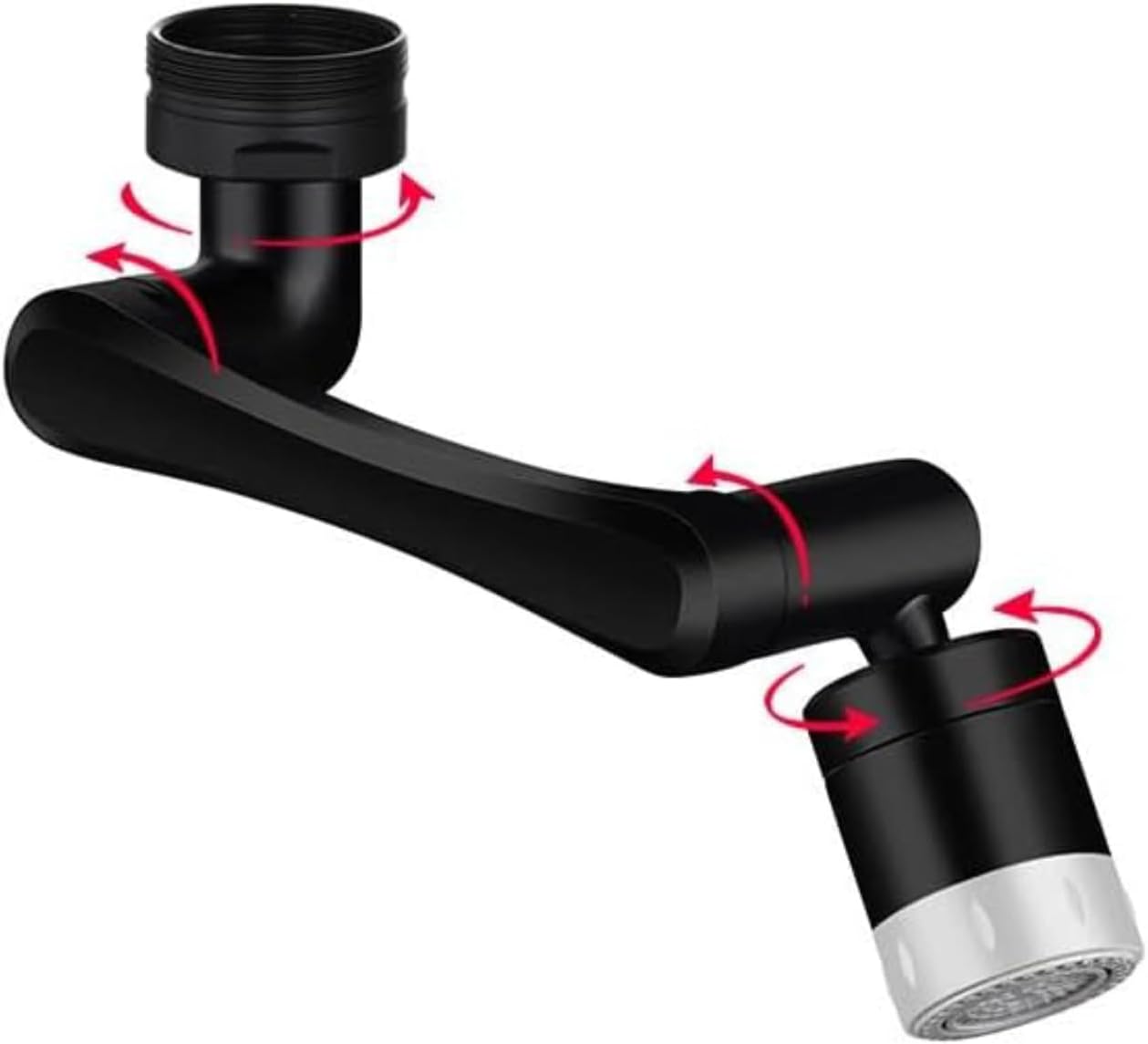 1440° Rotating Faucet Extender, Brass Multifunctional 1080°+ 360° Swivel Extension Robotic Arm Sink Aerator for Kitchen/Bathroom, 2 Water Outlet Modes, Black