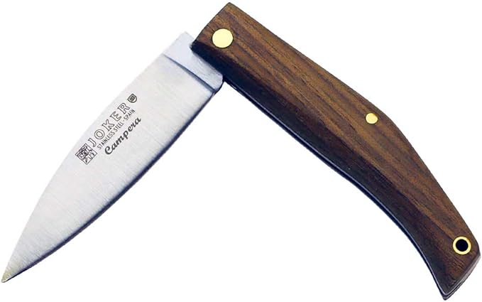 Joker piston pocket knife, dark walnut wood handle, 2.67 in. MOVA steel blade, 43 gr, NN144. Knife made in Albacete (Spain) tool for fishing, hunting, camping and hiking