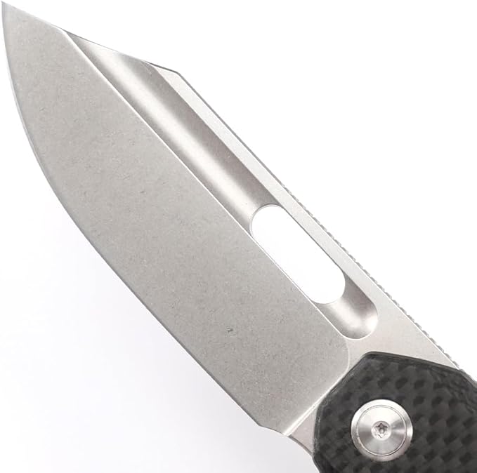 Knife Folding Pocket Knife 3.5 "Stone Wash 14C28N Blade (Fiber stalk)