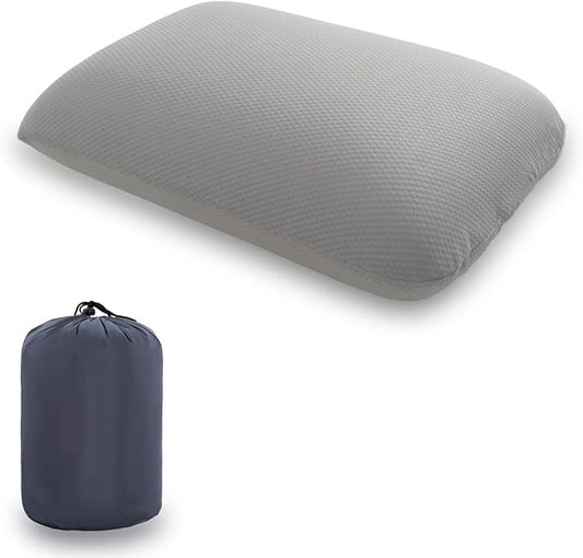 Travel Pillow Small Camping Pillow Memory Foam Bed Neck Soft Pillow Lightweight Easy to Carry Portable Cooling Home Pillow Removable Pillow Cover with Travel Storage Bag (Gray)