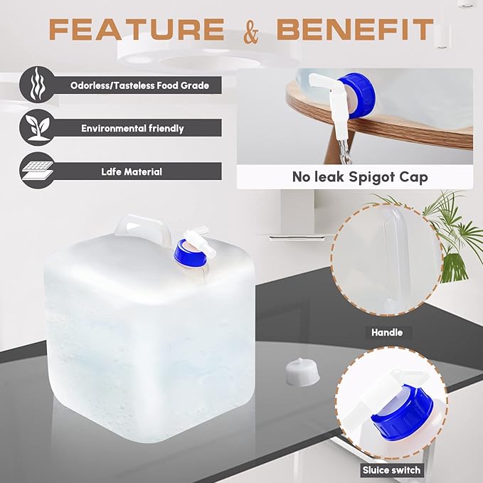 2pc 2.6 Gallon Water Bag Water Container, BPA Free Foldable Water Storage Cube for Hiking, Camping, Driking, Outdoors,indoors,Emergency