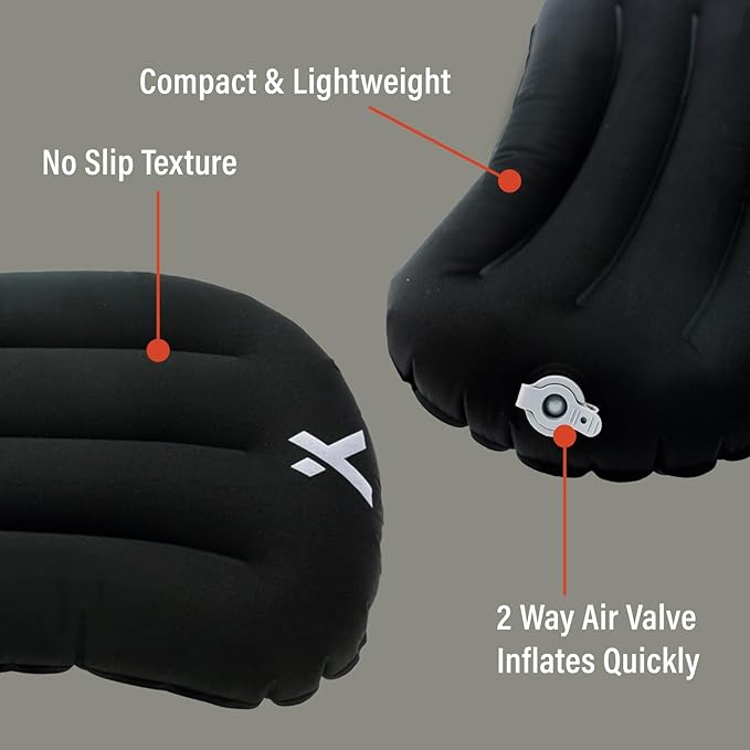 Bear Grylls Inflatable Camping and Backpacking Pillow - Black