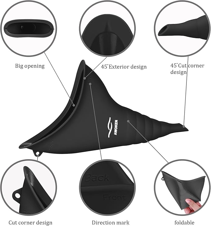 AWOKEN Female Urination Device, Reusable Silicone Female Urinal Women Pee Funnel Women to Pee Standing Up, Female Urinal with Drawstring Bags for Travel and Outdoor Camping