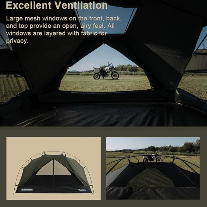 Crab 2 Person Double Layer Black Canvas Cotton Tent, Portable Breathable Easy Set Up Backpacking Tent