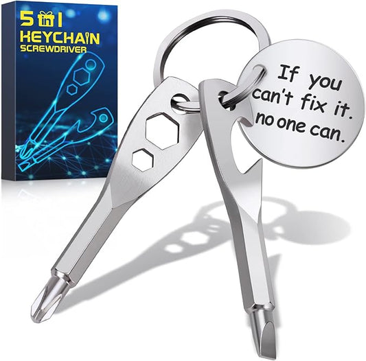 Stocking Stuffers for Men Tools - 5 In 1 Keychain Tools Christmas Cool Gadgets Gifts For Men Fathers Dad Grandpa Son Birthday Gifts, Women Boyfriend Husband Wife Flathead Bottle Opener Gifts Ideas