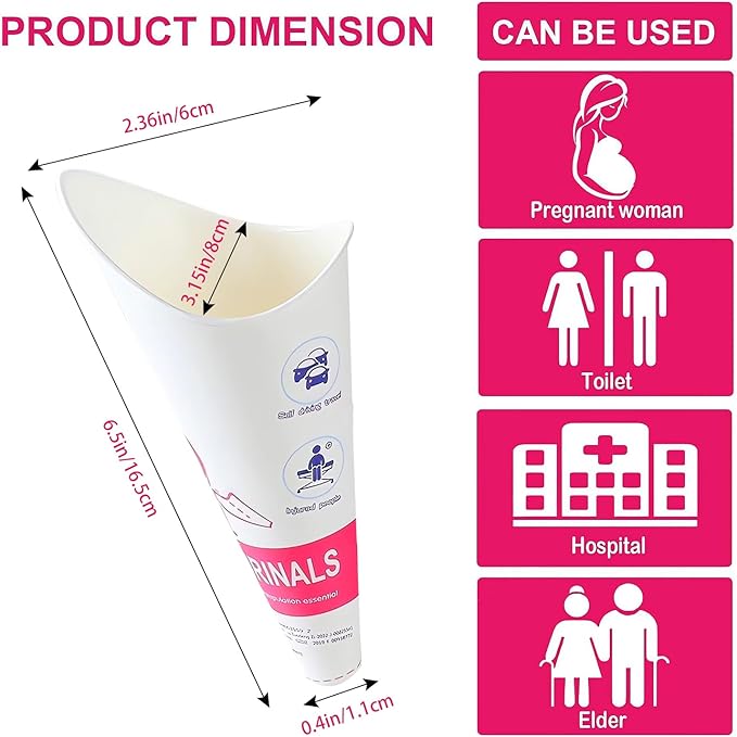 JIURUN 30PCS/50PCS Disposable Female Urination Device, Portable Pee Funnel Standing Pee Disposable for Women, Waterproof Paper Female Urinal Funnel for Travel, Camping, Hiking, Outdoor Activities
