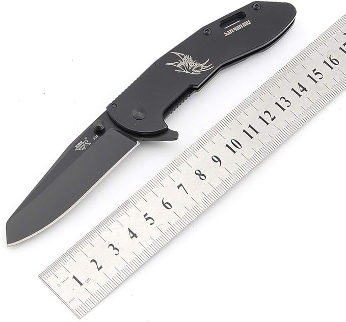 Sanrenmu B4-735 Black 8Cr13MoV Blade Stainless Handle Folding Knife