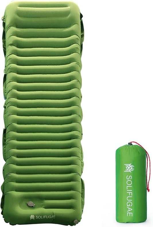 Premium TPU Inflatable Sleeping Pad for Camping - Self-Inflating, Waterproof & Durable with Pillow and Pump - Perfect for Floor or Backpacking, Compact Design for Adults (Green)