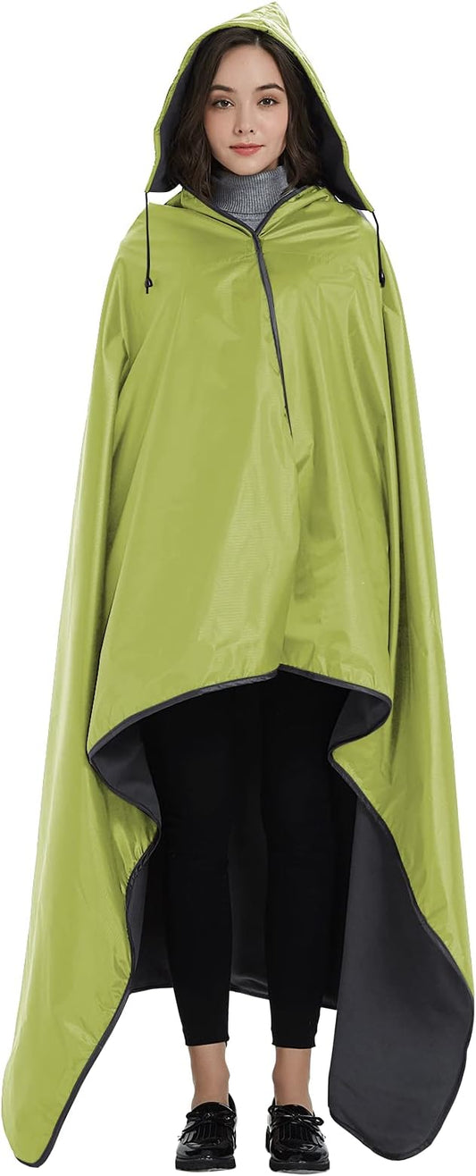 DOBYE Hooded Stadium Blanket, Large Waterproof Outdoor Fleece Blanket, Windproof Wearable Portable Warm Mat for Camping