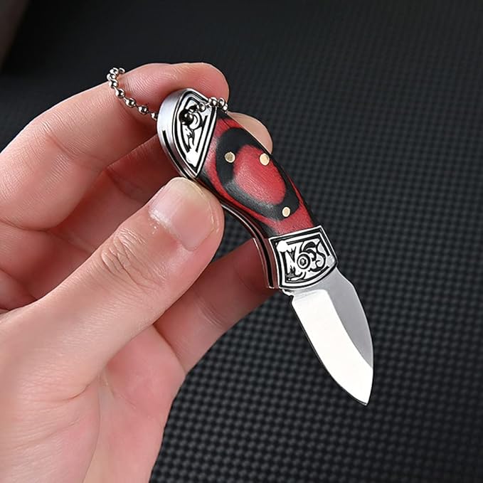 Small Pocket Knife, EDC Knife with Stainless Steel and Colored Wood Handle, Small Folding Knife for Everyday Carry, Blade Length1.5in