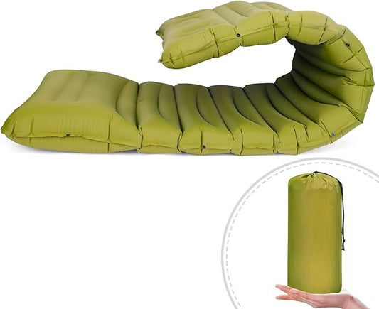 Extra Thick 4.8" Sleeping Pad for Camping, Self Inflating Camping Pad with Built-in Foot Pump, 78"x27" Ultralight Sleeping Pad with Pillow for Backpacking, Hiking, Travel & Outdoor Fun (Green)