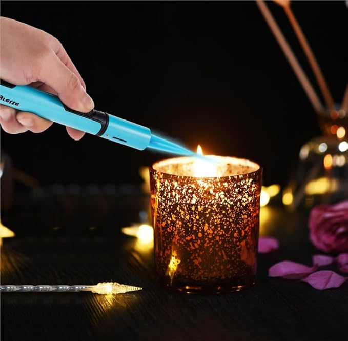 Urgrette 2 Pack Butane Torch Lighter, 6-inch Jet Flame Butane Lighter Refillable Pen Lighter for Grill BBQ Camping (Gas Not Included) Blue