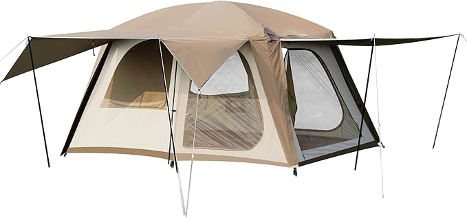 Vidalido 4-6 Person Camping Tent with 3 Door 2 Room Large Family Cabin Tents, Double Layer Waterproof Portable Glamping Tent, Big Tents for Outdoor Camping Hiking and Backpacking
