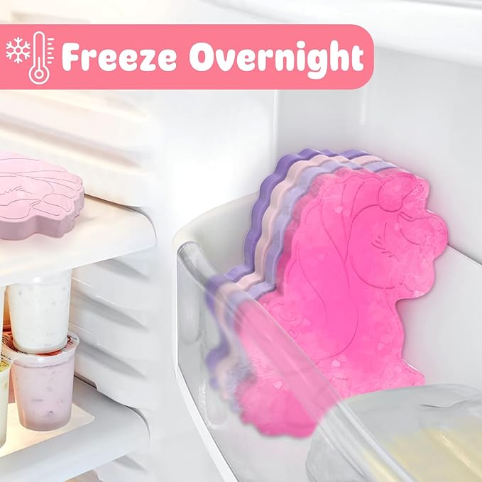 HiYZ Unicorn Ice Packs for Lunch Boxes - Reusable Kids Ice Packs - Quick Freeze, Space Saving, Long-Lasting Cooler for Lunch Box, Thin Ice Packs Ideal for Travel, Picnics, and School