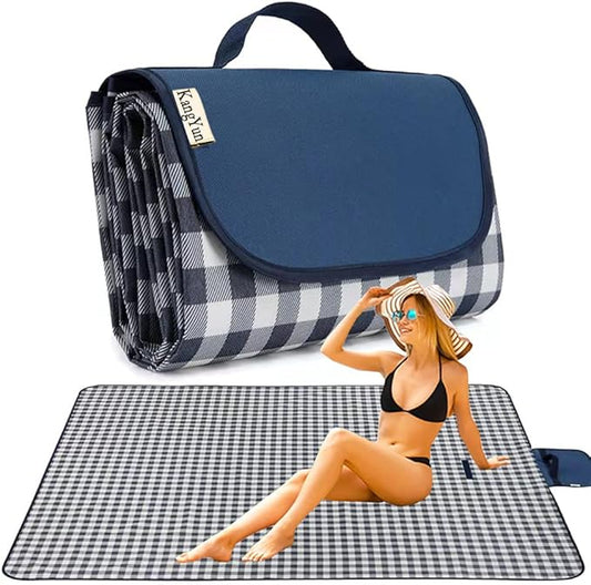 K Y KANGYUN Picnic Blanket|Beach Mat|Picnic Blanket for Indoor and Outdoor, 80" x 57" Sandproof Waterproof Larger Mat for Beach, Travel, Camping, Hiking, Park Grass,Machine Washable, Foldable.