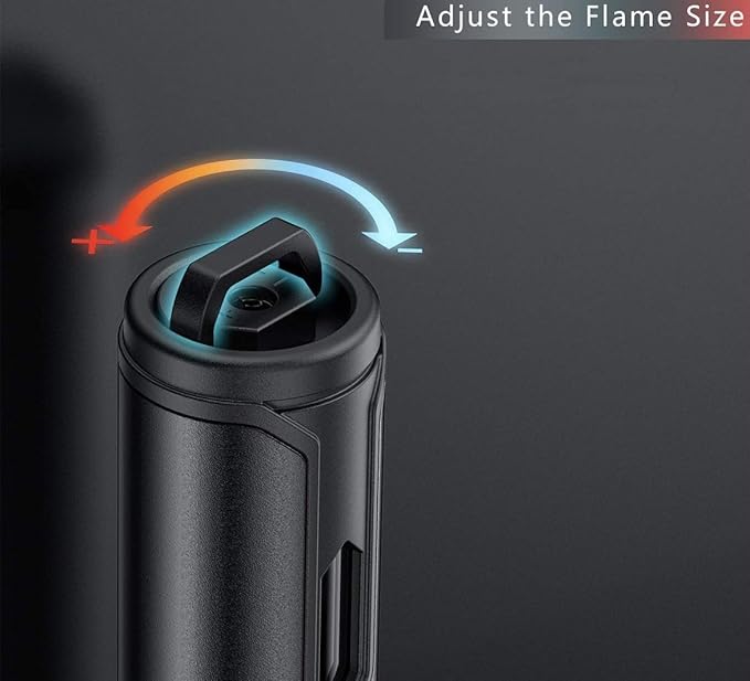 Urgrette 1 Pack Butane Torch Lighter, 6-inch Refillable Pen Lighter Adjustable Jet Flame Butane Lighter for Grill BBQ Camping (Gas Not Included) Raven