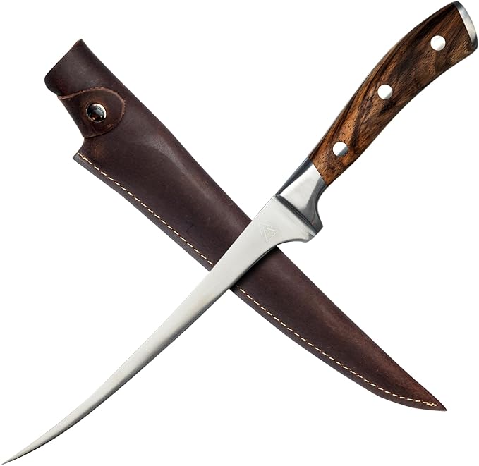 Bushcraft Fillet Knife, 12 Inch Best Fillet Knife for Fish, Boning Knife for Meat Cutting, 440C Stainless Steel Fish Fillet Knife by Kratos - ZF4F