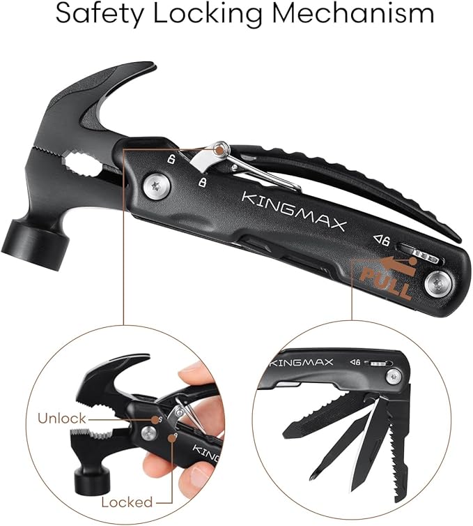 Claw Hammer,Birthday Gifts for Men Dad Husband Grandpa,Multitool Camping Accessories,12 in 1 Hammer Outdoor Survival Tools Gifts for Him