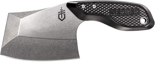 Gerber Gear TRI-Tip, Mini Cleaver Fixed Blade Knife with Sheath, Black Handle [30-001693]