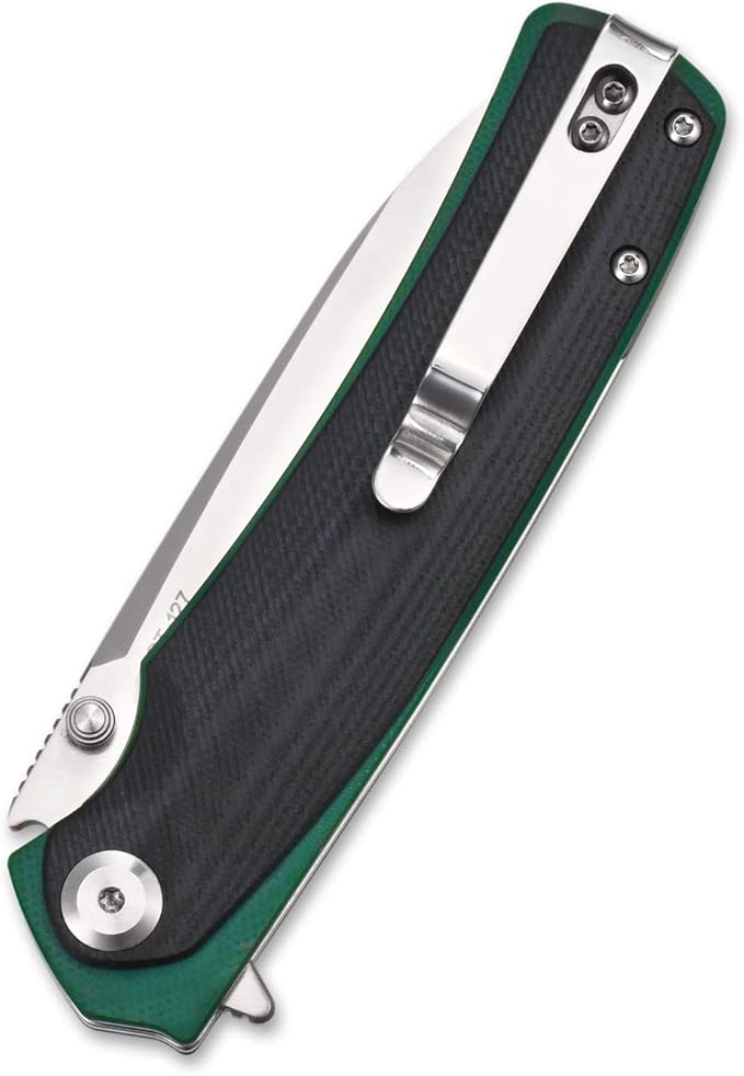 Sitivien ST127 Folding Knife,D2 blade, G10 Handle,Ball Bearings Pivot, Flipper Opening Knife with Reversible Deep Carry Clip for Outdoor EDC Tool Knife(Black)