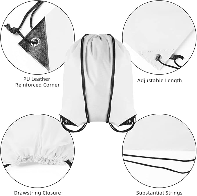 GoodtoU Drawstring Bags Bulk, 40 Pcs Draw String Bags Cinch Bag Drawstring Gym Bag Sackpack Drawstring Backpack for Women Men, White