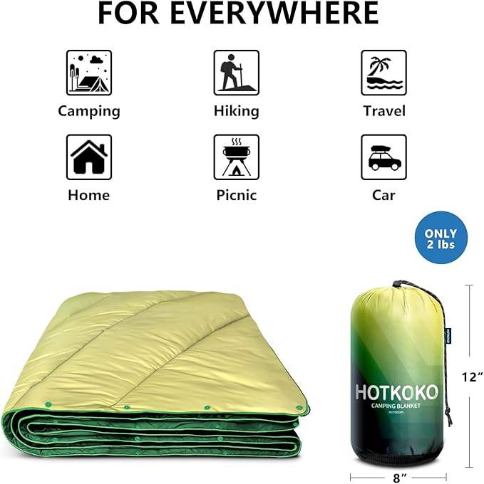 Camping Blanket,Packable Down Alternative Puffy Printed Camping Blanket Lightweight Outdoor Blanket for Camping,Traveling, Stadium, Hiking, Picnics