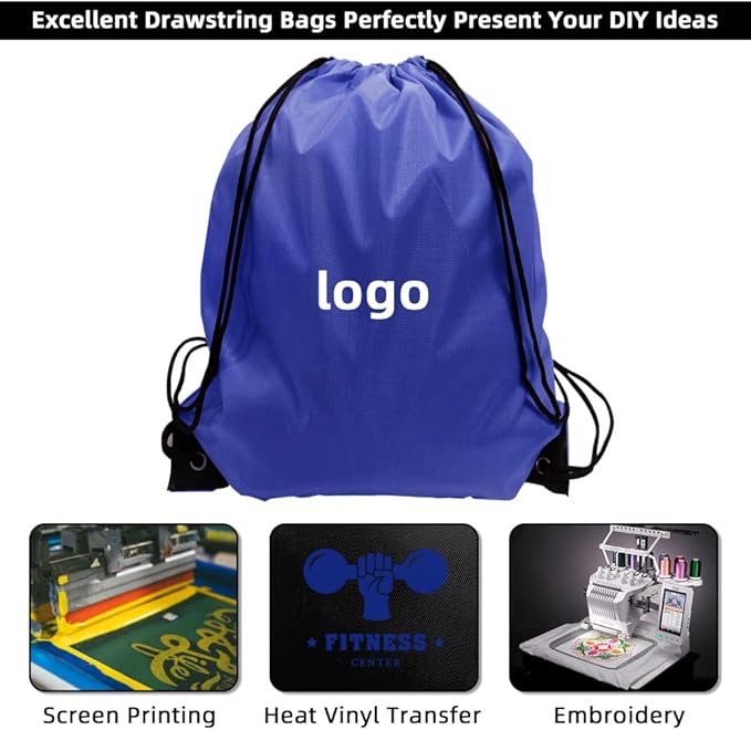 GoodtoU Drawstring Bags Bulk, 20 Pcs Draw String Bags Cinch Bag Drawstring Gym Bag Sackpack Drawstring Backpack for Women Men, Blue