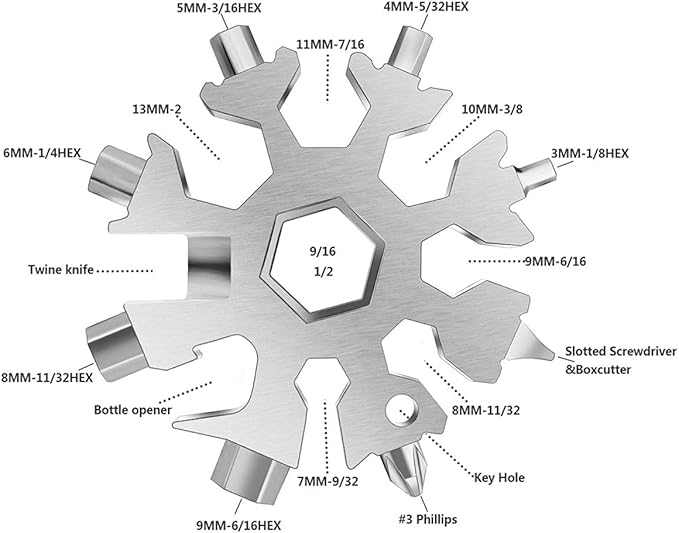 Snowflake Multitool 20 In 1 ,Christmas stocking stuffer,Unique Gifts for Dad Men Women