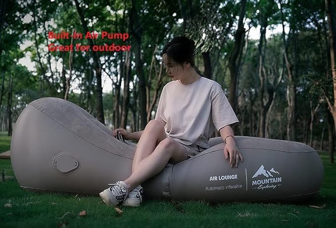 Yosogo Relax Anywhere with Our Self-Inflating Sofa - Fast Inflation, Detachable Air Pump, and Waterproof Design for Camping, Picnics, Hiking, Tent, and Home Use! (Brown)