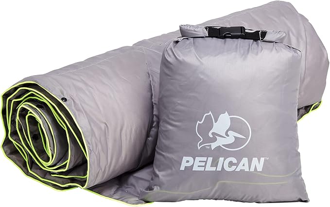 Pelican Outdoor Woobie Camping Accessories - Blanket - Poncho Liner w/Carry Bag - [Water Resistant] [600 Duck Down Fill] - Light, Soft, Warm Travel Blanket - Camping Gifts for Hiking, Picnic - Grey