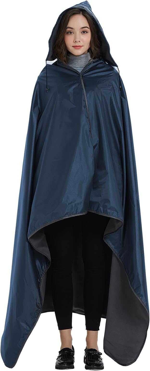 DOBYE Hooded Stadium Blanket, Large Waterproof Outdoor Fleece Blanket, Windproof Wearable Portable Warm Mat for Camping