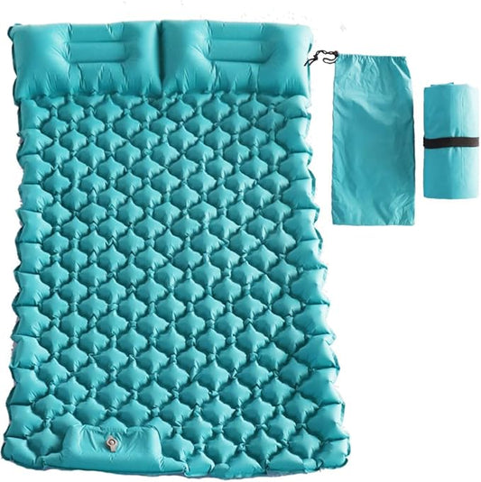 Double Sleeping Pad for Camping, Extra Thickness Inflatable Sleeping Mat with Pillow Built-in Pump, Inflatable & Compact Camping Hiking Traveling