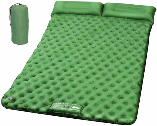 SYITCUN Self-Inflating Sleeping Mats for Camping, 2 Person Sleeping Pad for Camping, Double Ultra-Light Inflatable Camping Mattress with Pillow, Built-in Foot Pump for Backpacking, Hiking & Travel