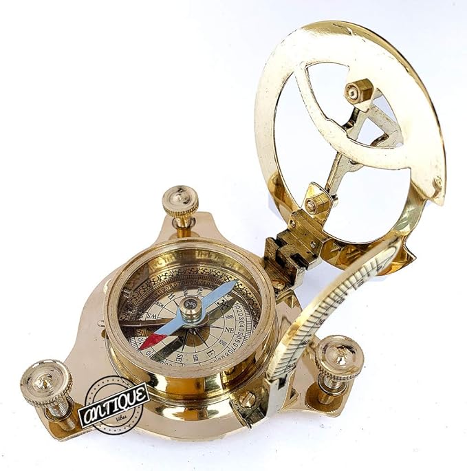 Brass Sundial Compass Maritime Pocket Sun Watch Compass Hiking/Travel/Camping Gifts