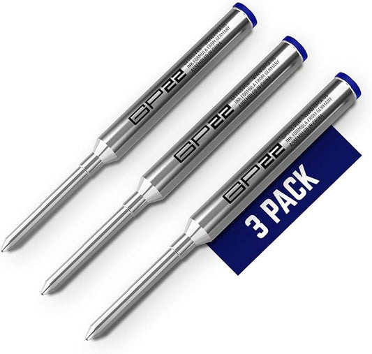 GPCA - GP22 Ink Refill Cartridges for Gel Pens, Designed for Gel Pens Medium Point Size, 3-Pack Pen Refills, Use with GP 1945 Pens and Short Pens, Blue