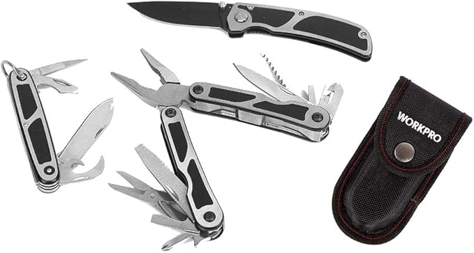 WORKPRO W000316 3-Piece Multi-Tool Set, Stainless Steel Construction (Single Pack)