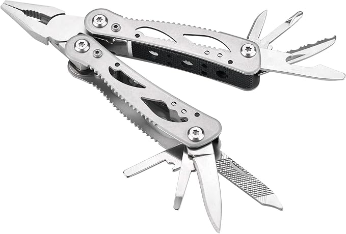 Multitool Pliers,12 in 1 Multi Tool for Outdoor Stainless Steel with Spring-Action Pliers, Folding Saw, for Outdoor,Fishing, Camping, Hiking, Repair, Gifts for Men
