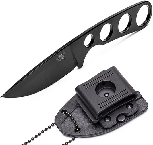 Sanrenmu SRM 7130 Full Tang Fixed Knife Survival Outdoor Neck Knife with Sheath & Belt Adapter (Black,Inc Sheath)