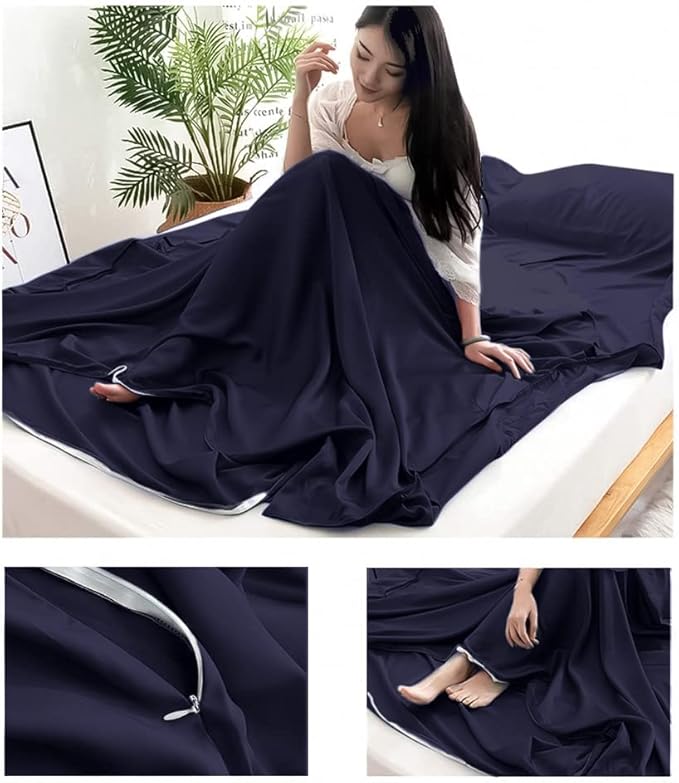 Sleeping Bag Liner Lightweight Compact Sleeping Bag Sack Portable Clean Travel Sheet Camping Sleep Sheet for Backpacking Hotel Hiking