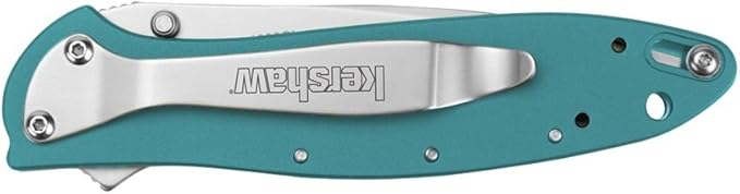 Kershaw Leek Teal EDC Pocketknife, 3" Sandvik 14C28N Steel Blade, Assisted Opening Folding Knife, Dual Lock System