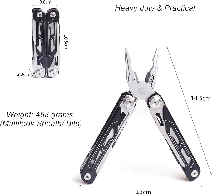 Multitool Pliers, Premium Multi Tool Pliers Pocket Knife Scissors Replaceable Wire Cutter Screwdriver, Foldable Multitools Knife with Clip Safety Locking for Camping Hiking Survival Gifts Men