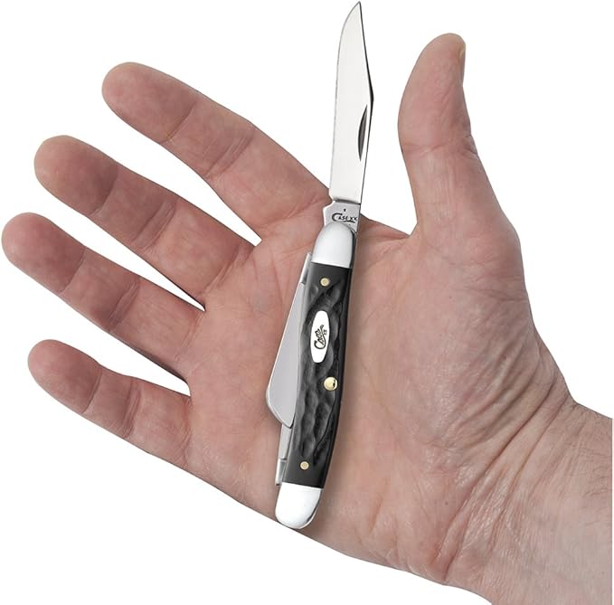 Case WR XX Pocket Knife Rough Black Jigged Synthetic Medium Stockman Item #18222 - (6318 SS) - Length Closed: 3 5/8 Inches