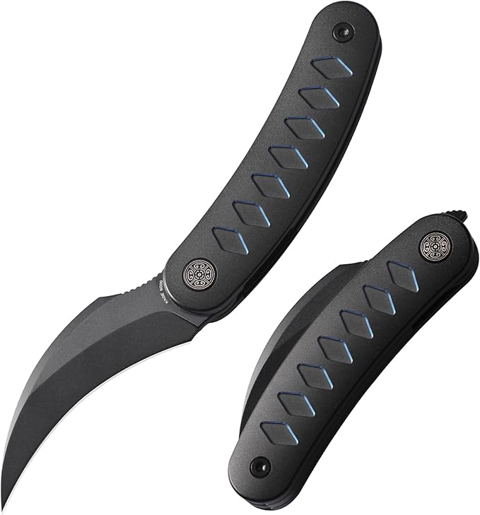 Knife Kage-C03 Front Flipper Knife,2.52" M390 Stonewashed Blade Pocket Knife,3.39" 6AL4V Titanium Handle,Ceramic Ball Bearing with Liner Lock,Outdoor Folding Knife (Blue)