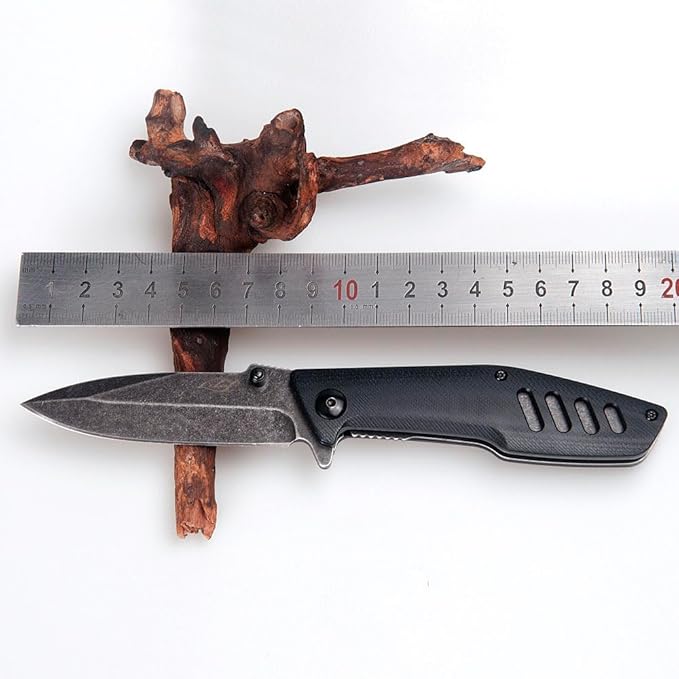 ILEAF Pocket Folding Knife, 3.2 inch 5Cr13 Stainless Steel Blade, Black G10 Handle, Liner Lock for Everyday Carry Outdoor Camping (5Cr13 Steel)