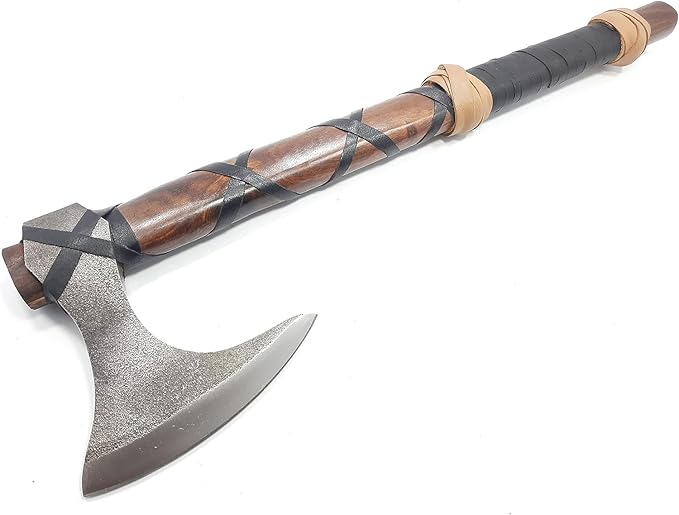 Handmade Viking Axe Real Carbon Steel Axe with Leather Sheath Camping Bearded Axes & Hatchets Hunting Axe Valentine's Day Gift, Camping & Hiking | Knives & Tools | Birthday Gift for him (VK-Ax-16)