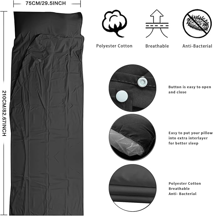 Travel and Camping Sheet Sleeping Bag Liner - Lightweight Compact and Portable Adult Sleeping Bag - Ideal for Traveling,Hostels and Camping
