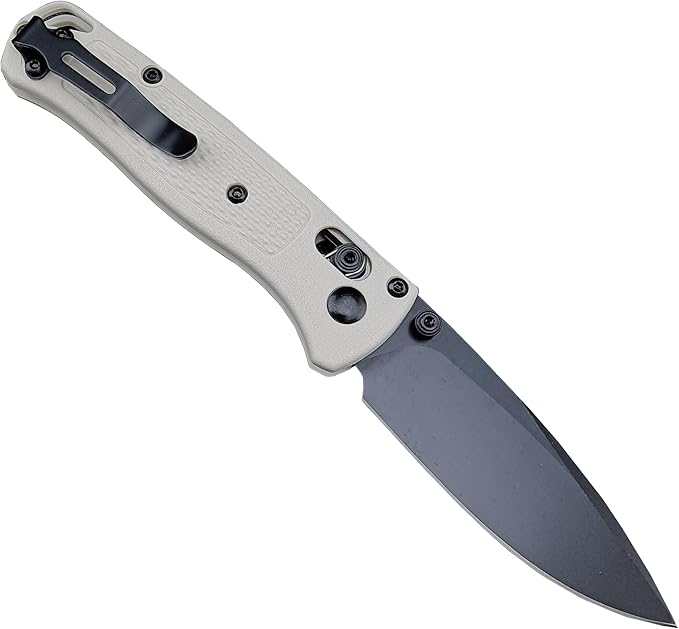 HUAAO Axis Lock Pocket Knife, EDC Mini Bugout Folding Pocket Knives, Plain Edge, Thumb Stud Manual Open, Nylon Grivory Handle with Belt Clip (black blade)