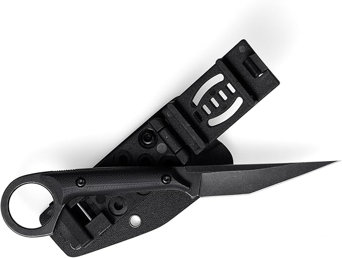 KS527 Fixed Blade Knife, D2 Blade G10 Handle for Men Women, with Kydex Sheath, Utility Knife for EDC Survival Hiking Camping Outdoor Everyday (Black)