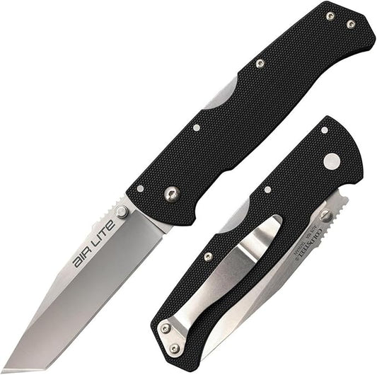 COLD STEEL Air Lite 3.5" AUS10A Tanto Point Blade 4.5" G-10 Handle Everyday Carry Compact Pocket Folding Knife w/Tri-Ad Lock